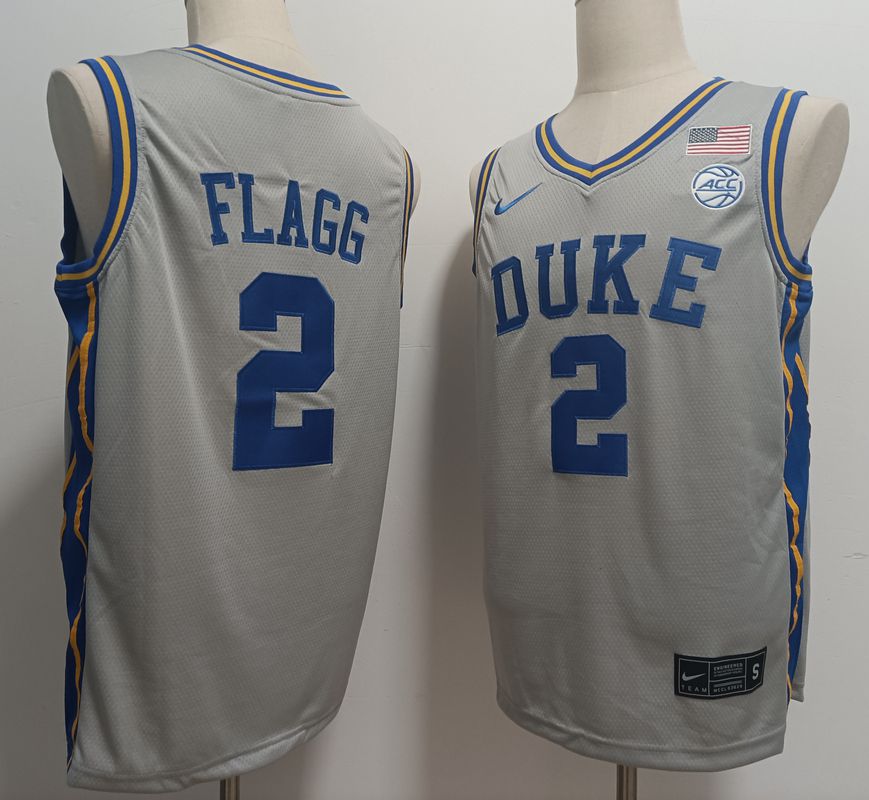 Men Duke Blue Devils #2 Flagg Grey Nike 2025 NCAA Jersey->ncaa teams->NCAA Jersey